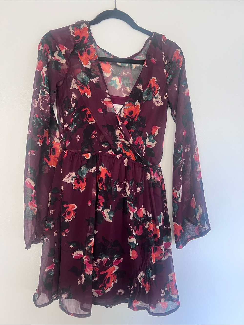 Floral Mini Dress - Burgundy